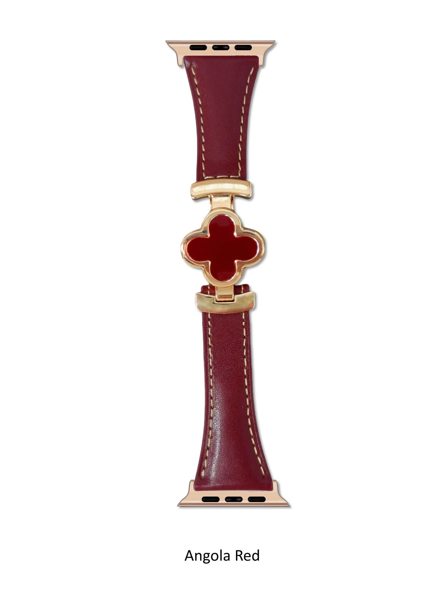 Luxury Leather Apple Watch Strap with Clover Magnetic Buckle Strap