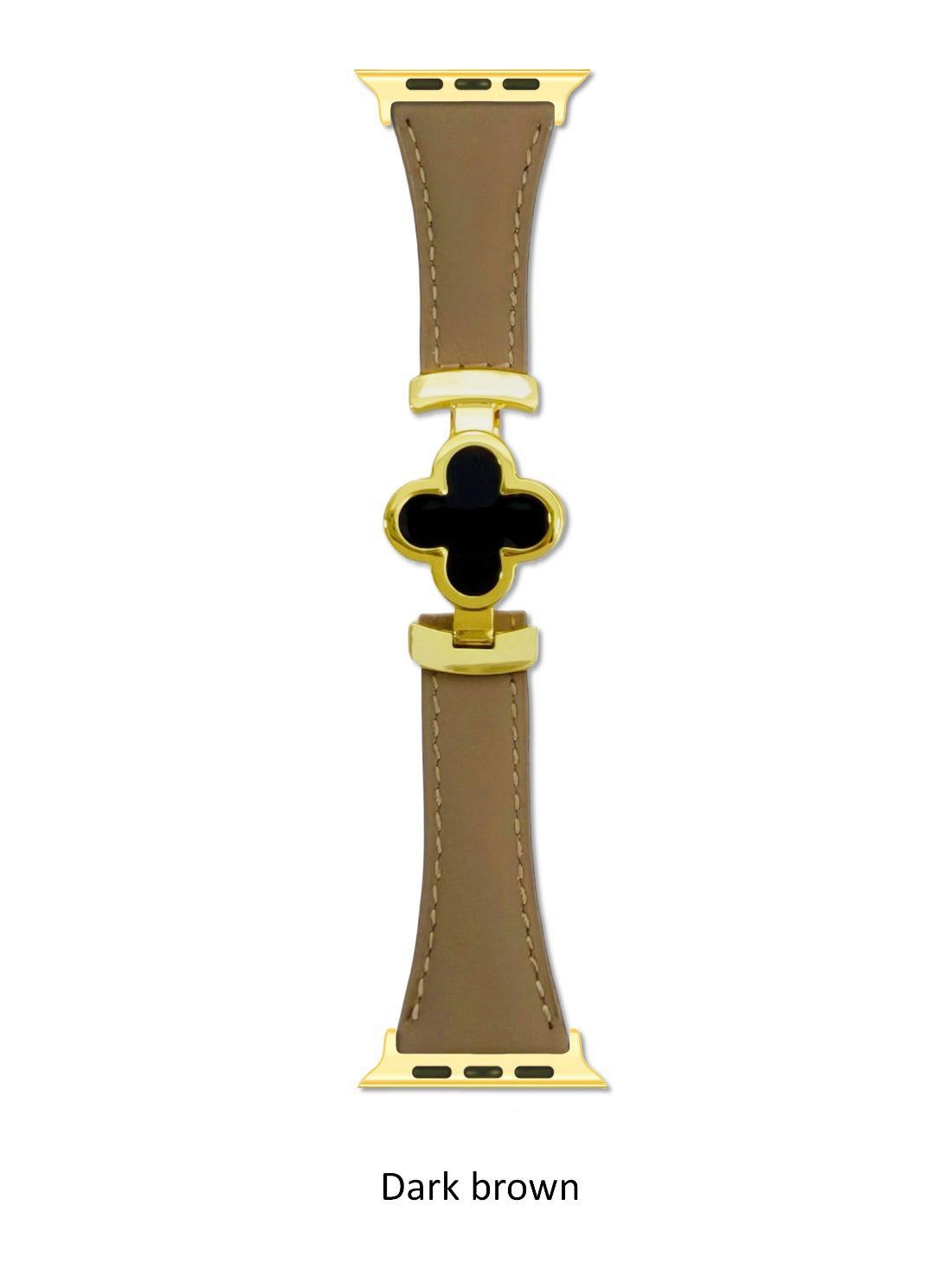 Luxury Leather Apple Watch Strap with Clover Magnetic Buckle Strap