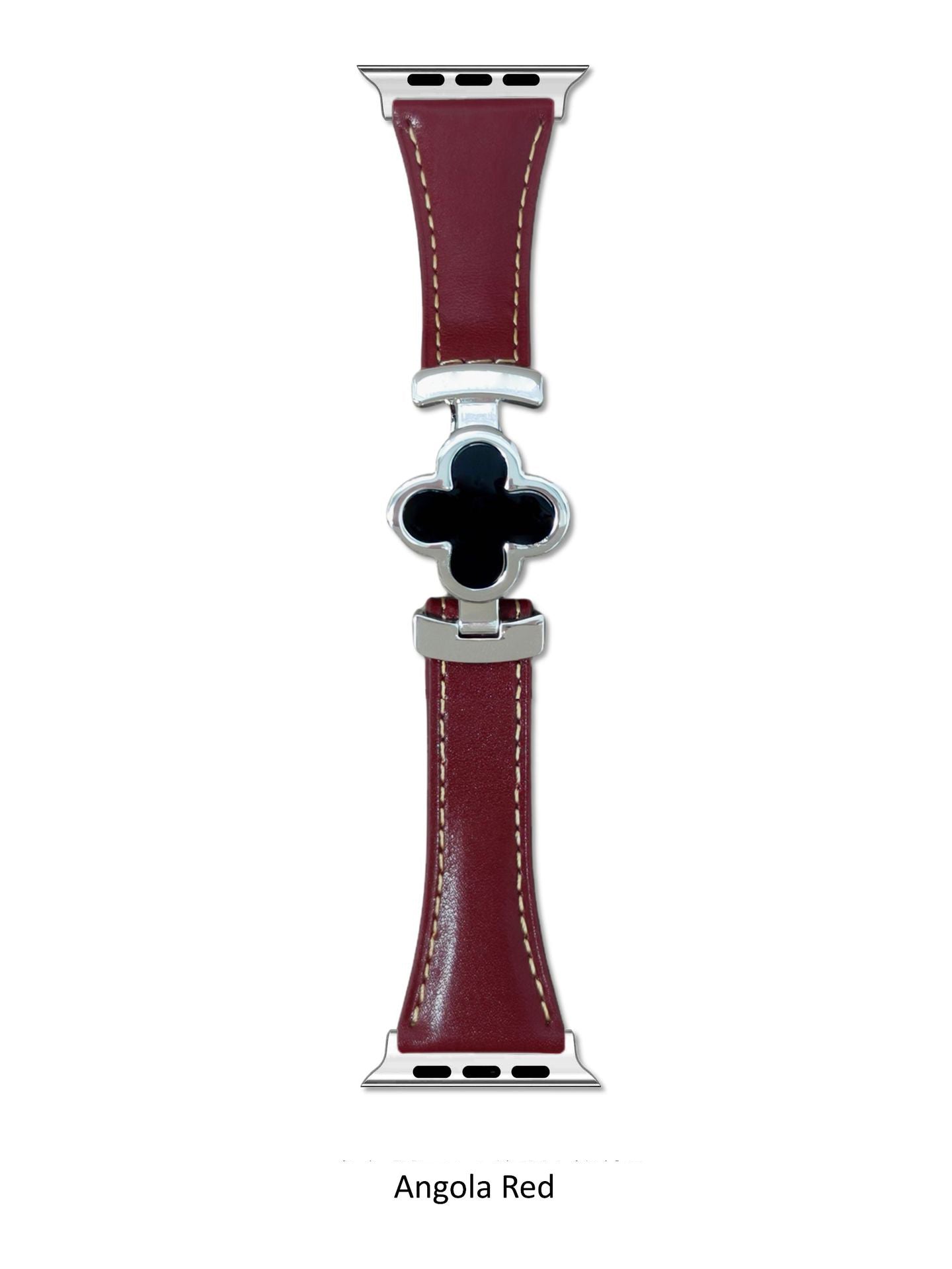 Luxury Leather Apple Watch Strap with Clover Magnetic Buckle Strap
