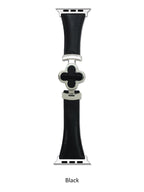 Luxury Leather Apple Watch Strap with Clover Magnetic Buckle Strap