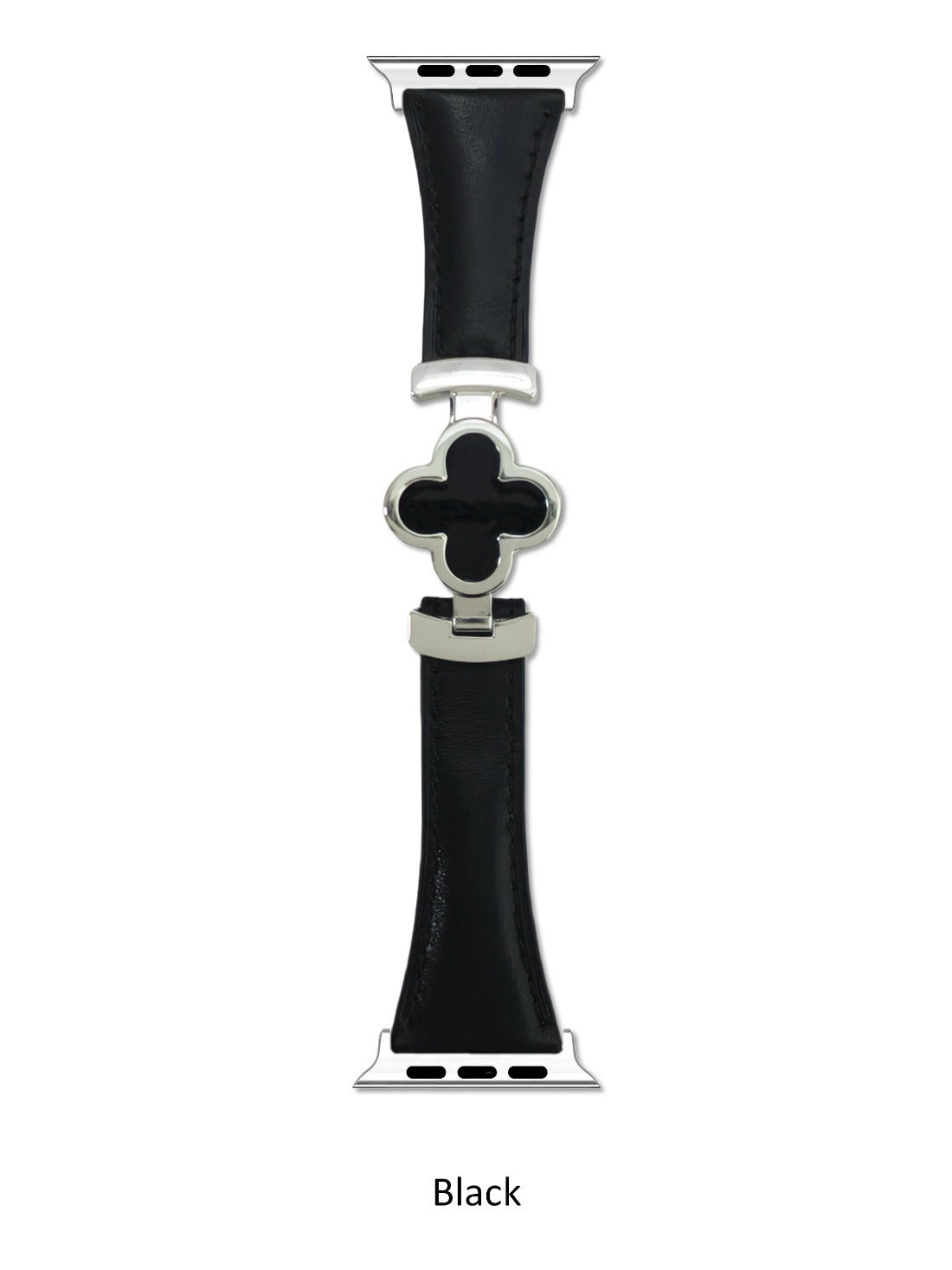 Luxury Leather Apple Watch Strap with Clover Magnetic Buckle Strap