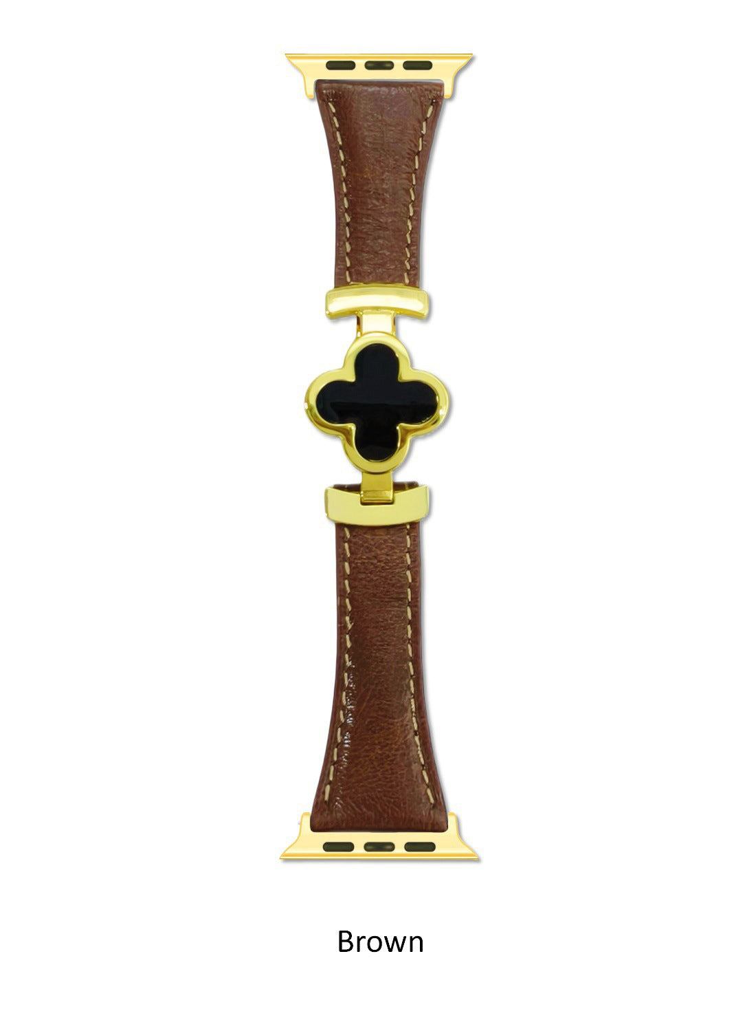 Luxury Leather Apple Watch Strap with Clover Magnetic Buckle Strap